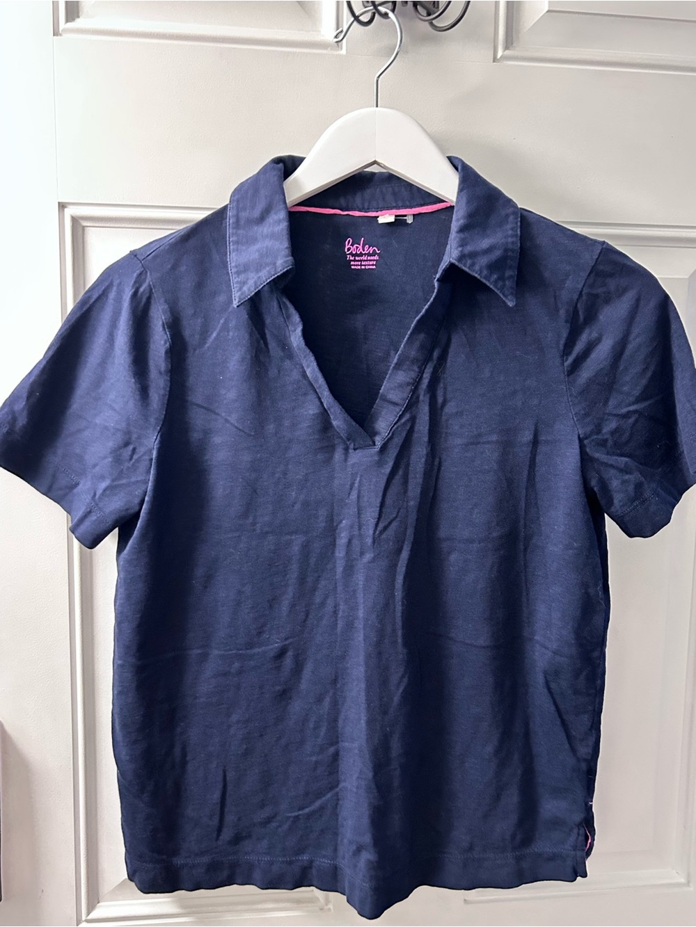 Boden Navy Short-Sleeve V-Neck Polo